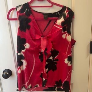 Ann Taylor Chico's Red and Black Tie Front Blouse